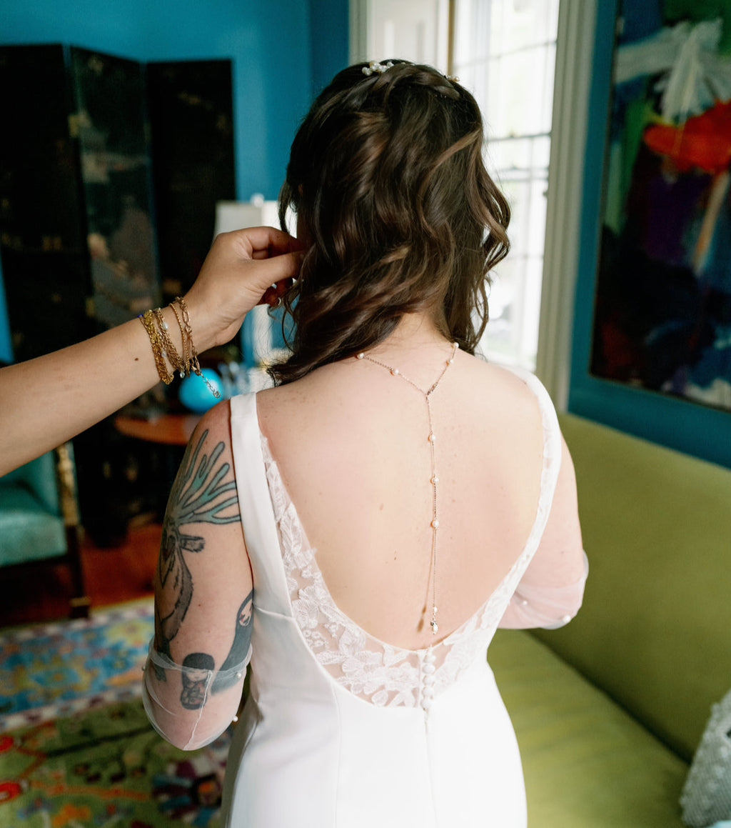The Jillian Pearl Spacer Necklace with Optional Back Drop