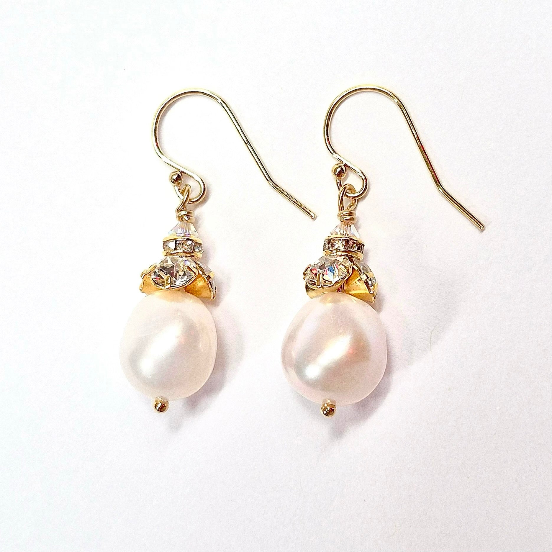 Melissa Bridal Earrings, Pearl Drop Earrings, 14K Gold OR Sterling Silver, Pearl Drop Bridal Earrings, Pearldrop Earrings, Gold and Silver