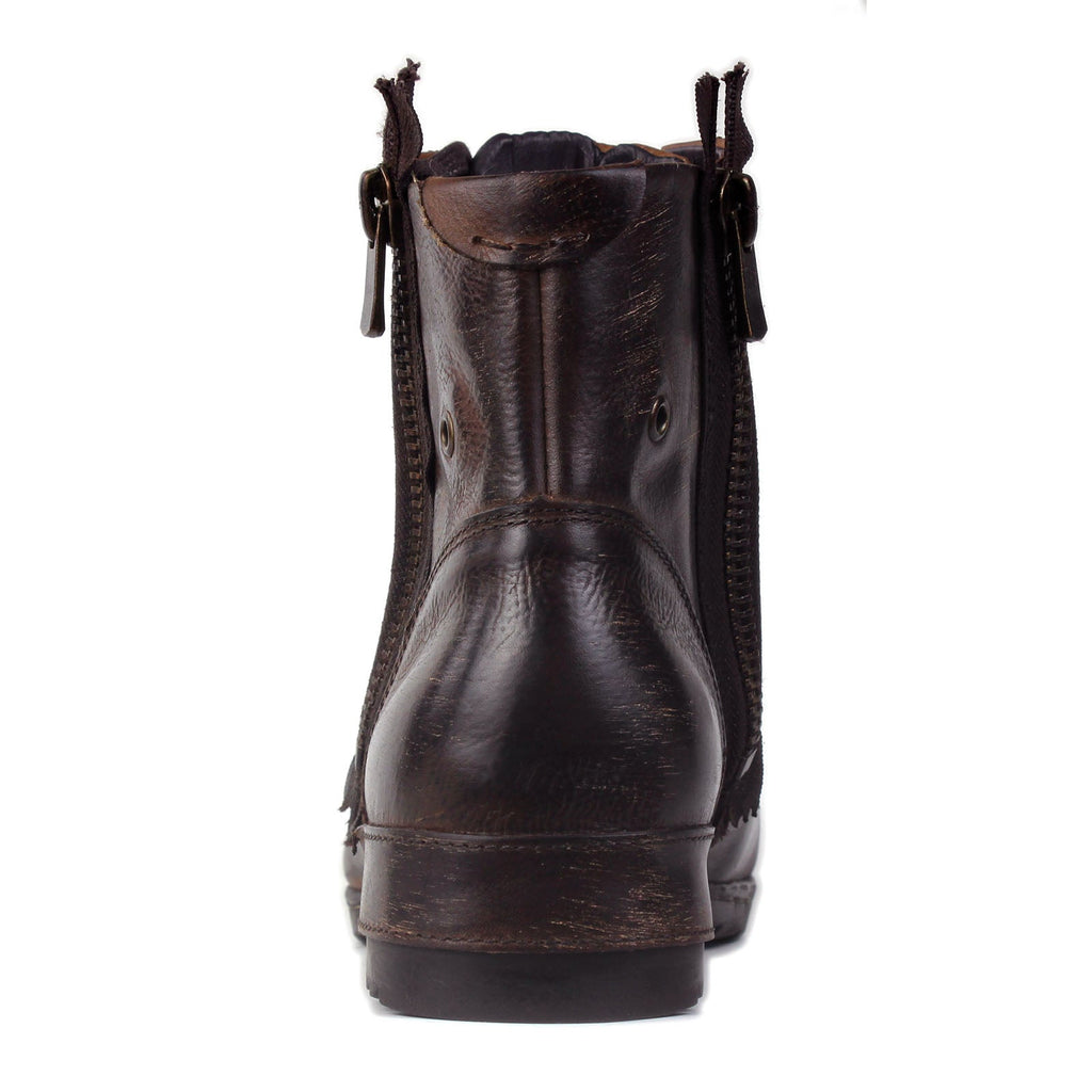 OSSTONE Moto Boots for Men Vintage Zipper-up Retro Leather Chukka Boots Distressed Rock n roll Bike Shoes Punk Boots OS-5008-8-E-F