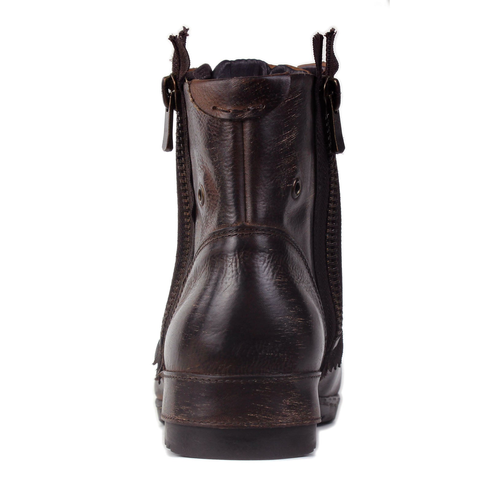 OSSTONE Moto Boots for Men Vintage Zipper-up Retro Leather Chukka Boots Distressed Rock n roll Bike Shoes Punk Boots OS-5008-8-E-F