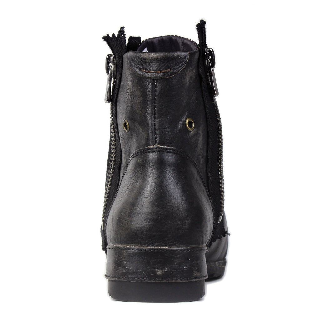 OSSTONE Moto Boots for Men Vintage Zipper-up Retro Leather Chukka Boots Distressed Rock n roll Bike Shoes Punk Boots OS-5008-8-E-F