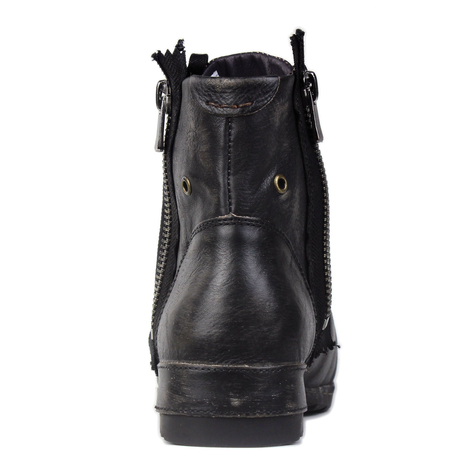 OSSTONE Moto Boots for Men Vintage Zipper-up Retro Leather Chukka Boots Distressed Rock n roll Bike Shoes Punk Boots OS-5008-8-E-F