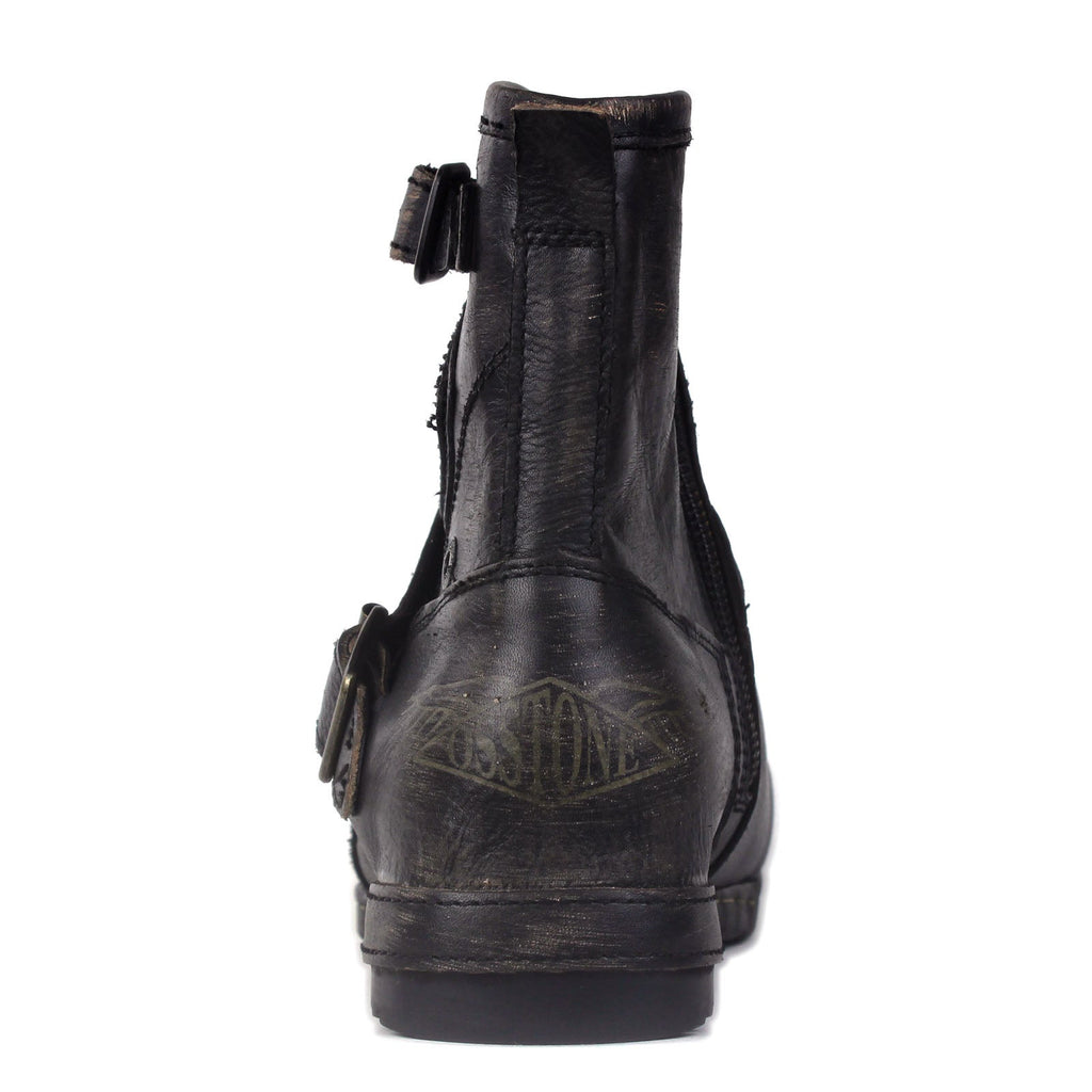 OSSTONE Moto Boots for Men Vintage Zipper-up Retro Leather Chukka Boots Distressed Rock n roll Bike Shoes Punk Boots 5008-1-BS