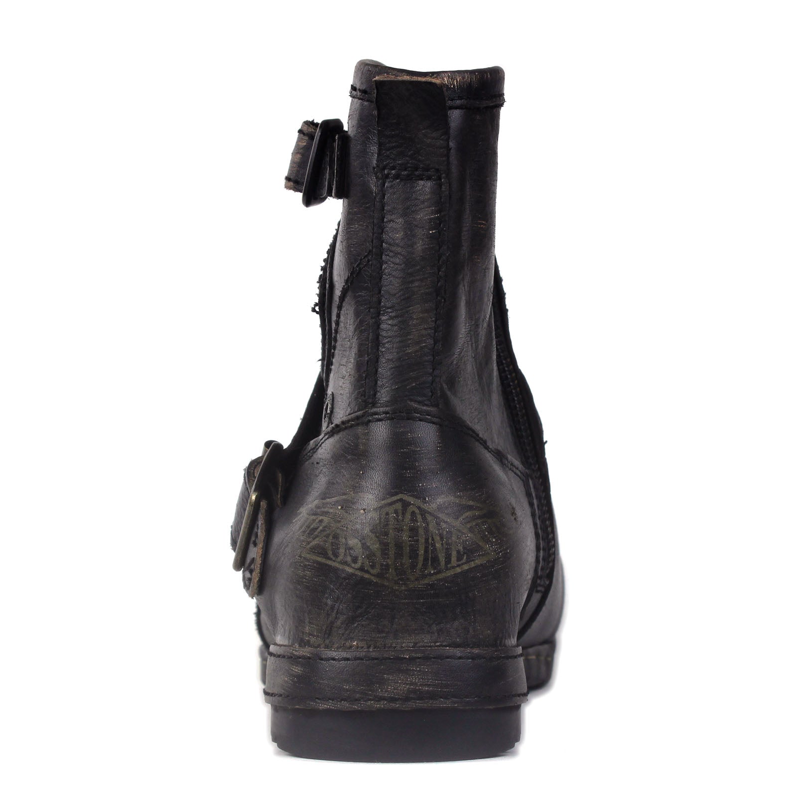 OSSTONE Moto Boots for Men Vintage Zipper-up Retro Leather Chukka Boots Distressed Rock n roll Bike Shoes Punk Boots 5008-1-BS