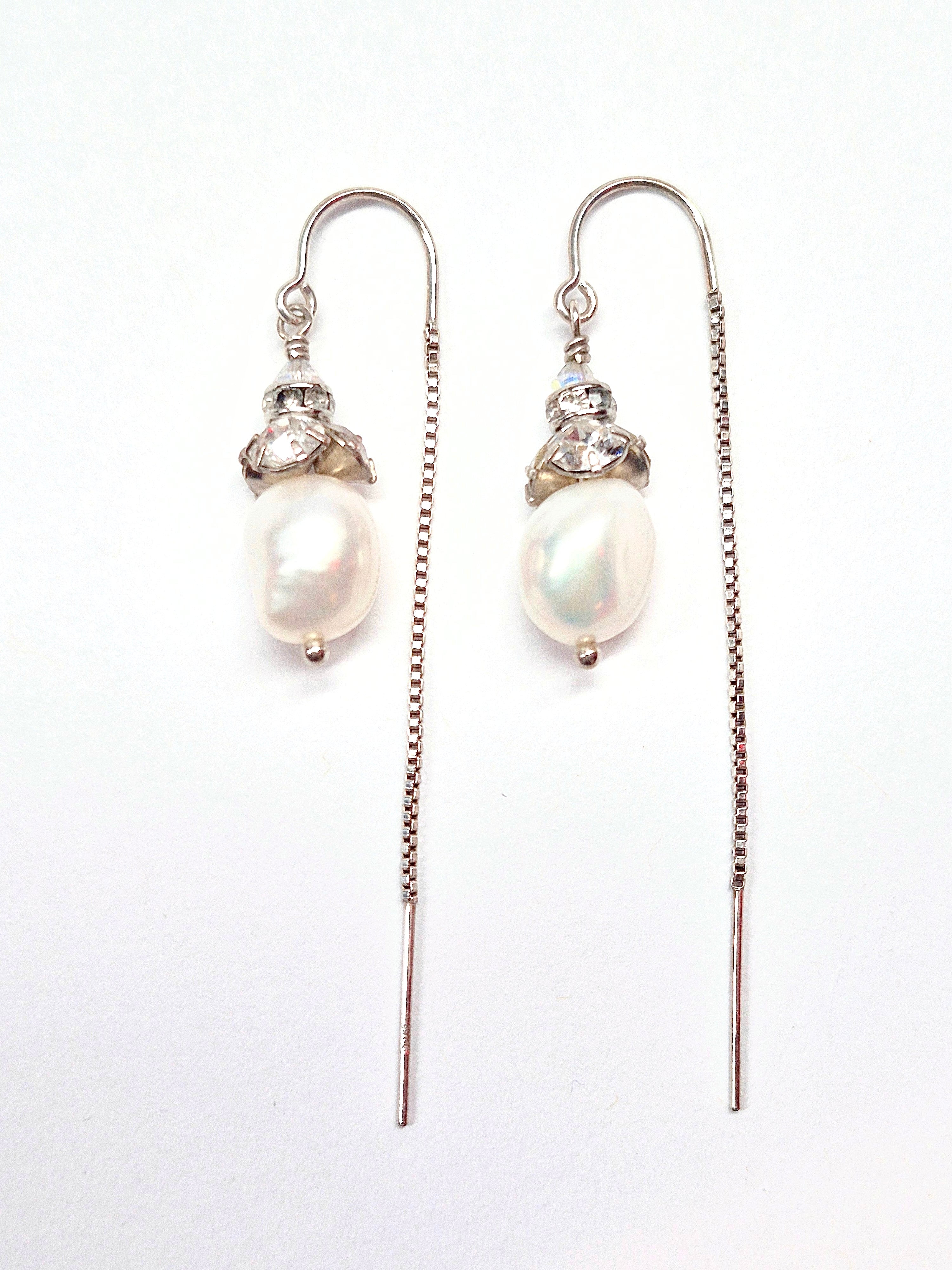 Melissa Bridal Earrings, Pearl Drop Earrings, 14K Gold OR Sterling Silver, Pearl Drop Bridal Earrings, Pearldrop Earrings, Gold and Silver