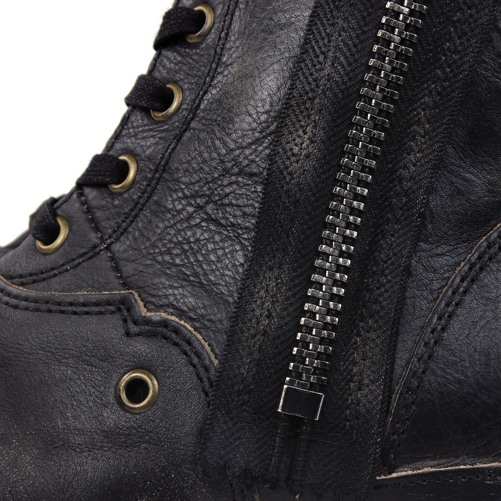 OSSTONE Moto Boots for Men Vintage Zipper-up Retro Leather Chukka Boots Distressed Rock n roll Bike Shoes Punk Boots OS-5008-8-E-F