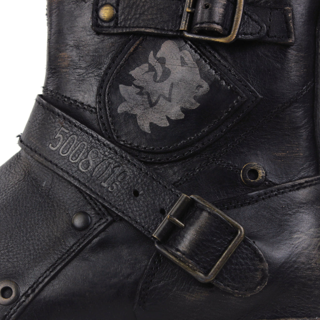 OSSTONE Moto Boots for Men Vintage Zipper-up Retro Leather Chukka Boots Distressed Rock n roll Bike Shoes Punk Boots 5008-1-BS