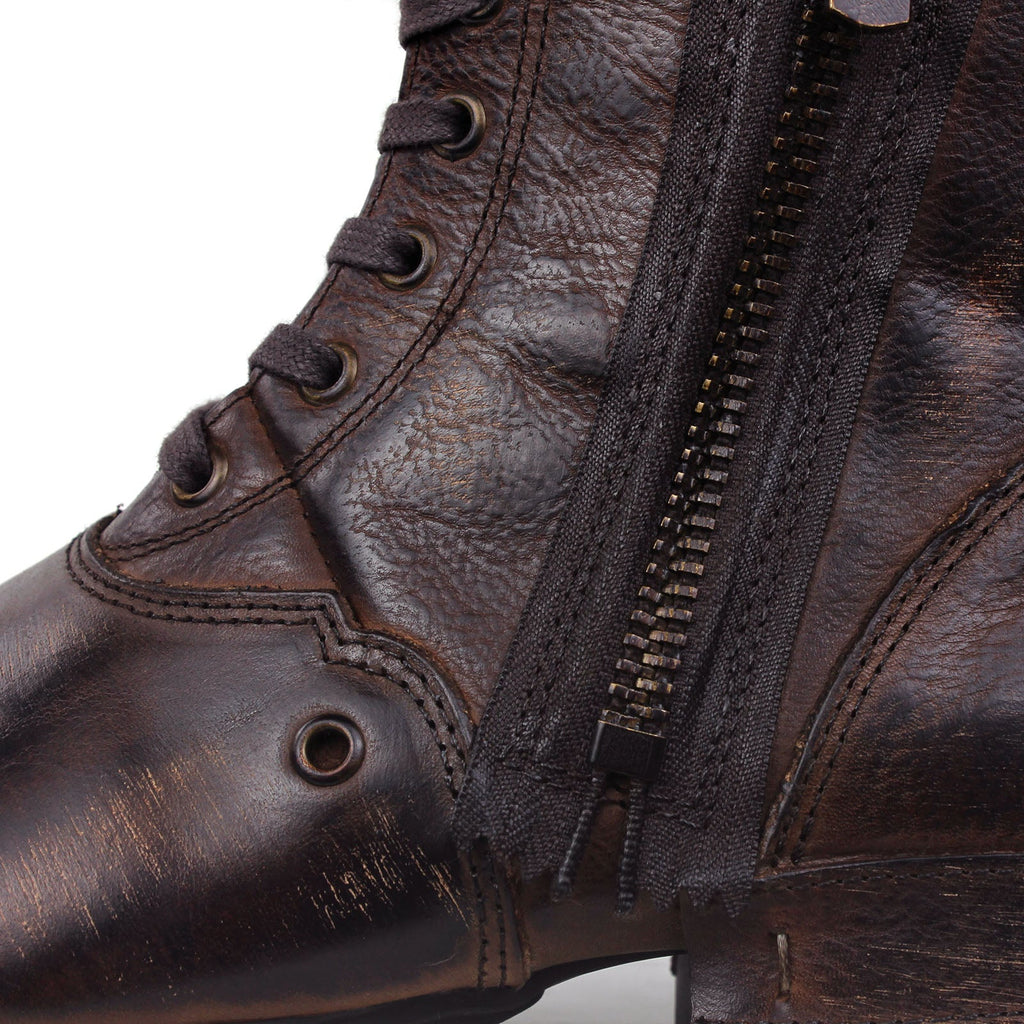 OSSTONE Moto Boots for Men Vintage Zipper-up Retro Leather Chukka Boots Distressed Rock n roll Bike Shoes Punk Boots OS-5008-8-E-F