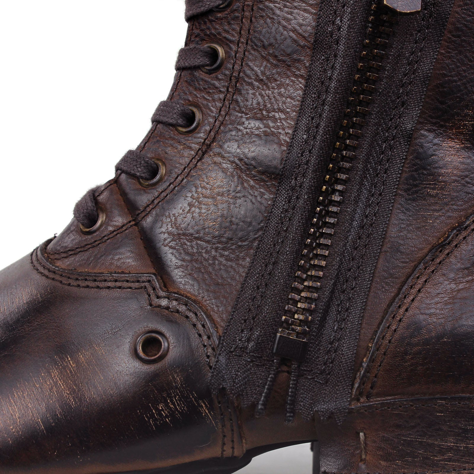 OSSTONE Moto Boots for Men Vintage Zipper-up Retro Leather Chukka Boots Distressed Rock n roll Bike Shoes Punk Boots OS-5008-8-E-F