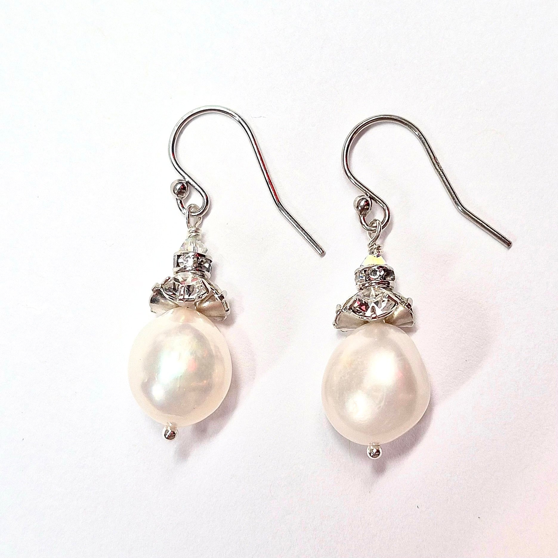 Melissa Bridal Earrings, Pearl Drop Earrings, 14K Gold OR Sterling Silver, Pearl Drop Bridal Earrings, Pearldrop Earrings, Gold and Silver