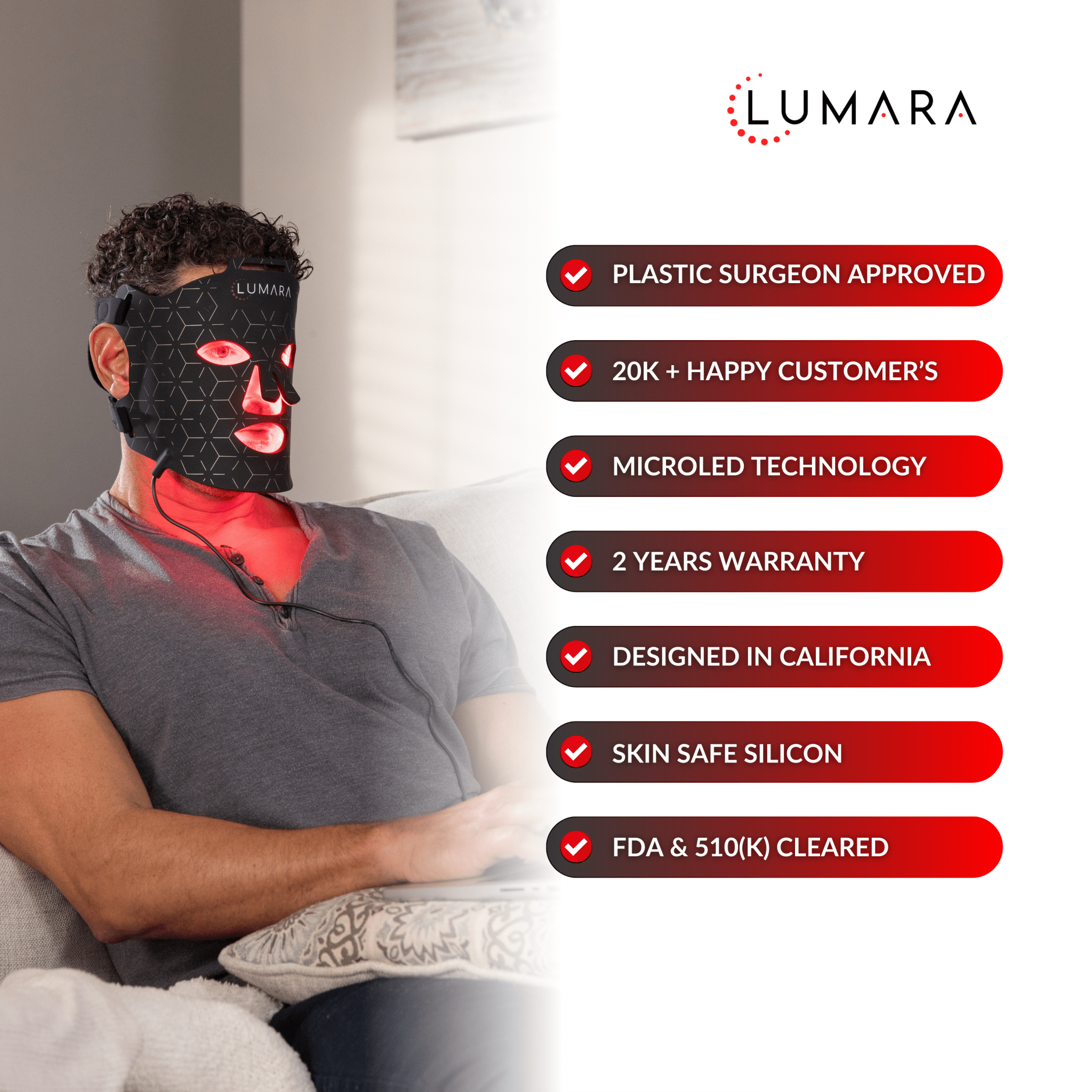 VISO - Mascarilla de terapia de luz roja certificada por la FDA