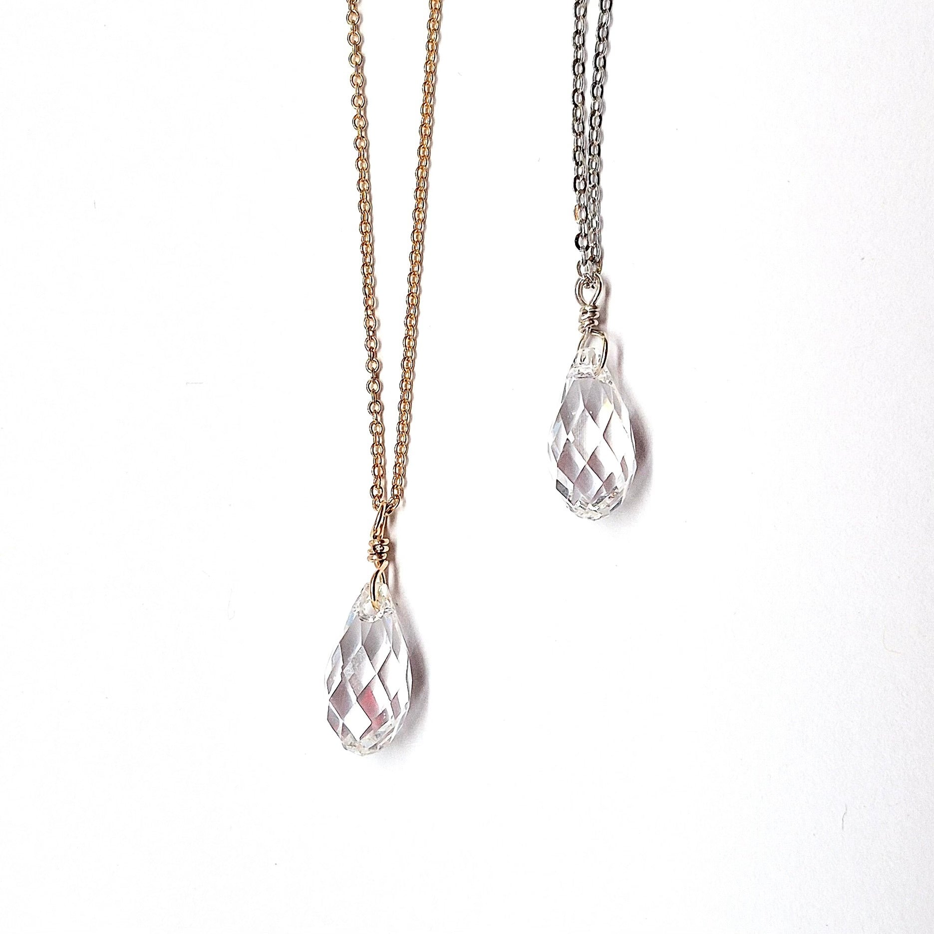 Swarovski Crystal Droplet Necklace: Many Colors Available