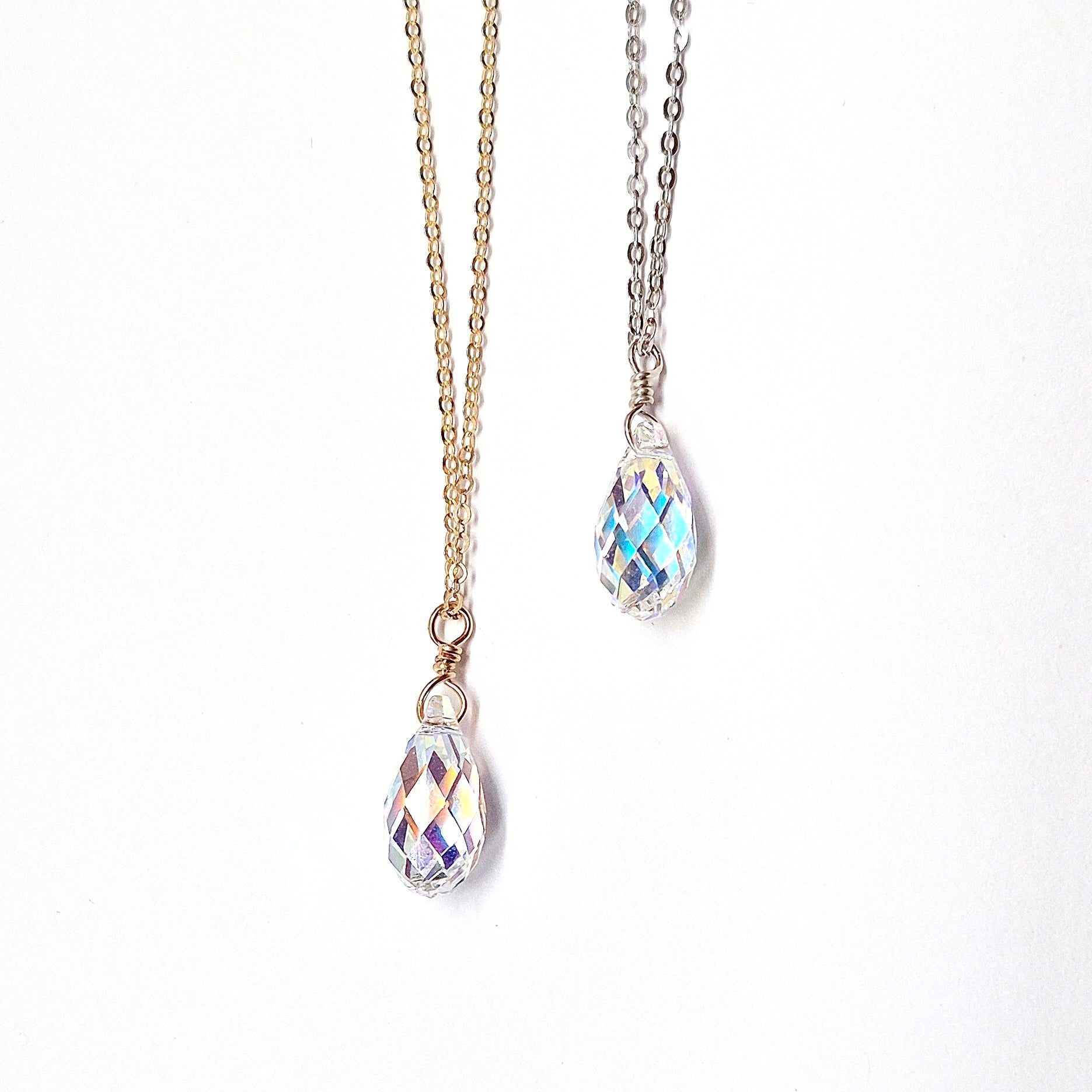 Swarovski Crystal Droplet Necklace: Many Colors Available