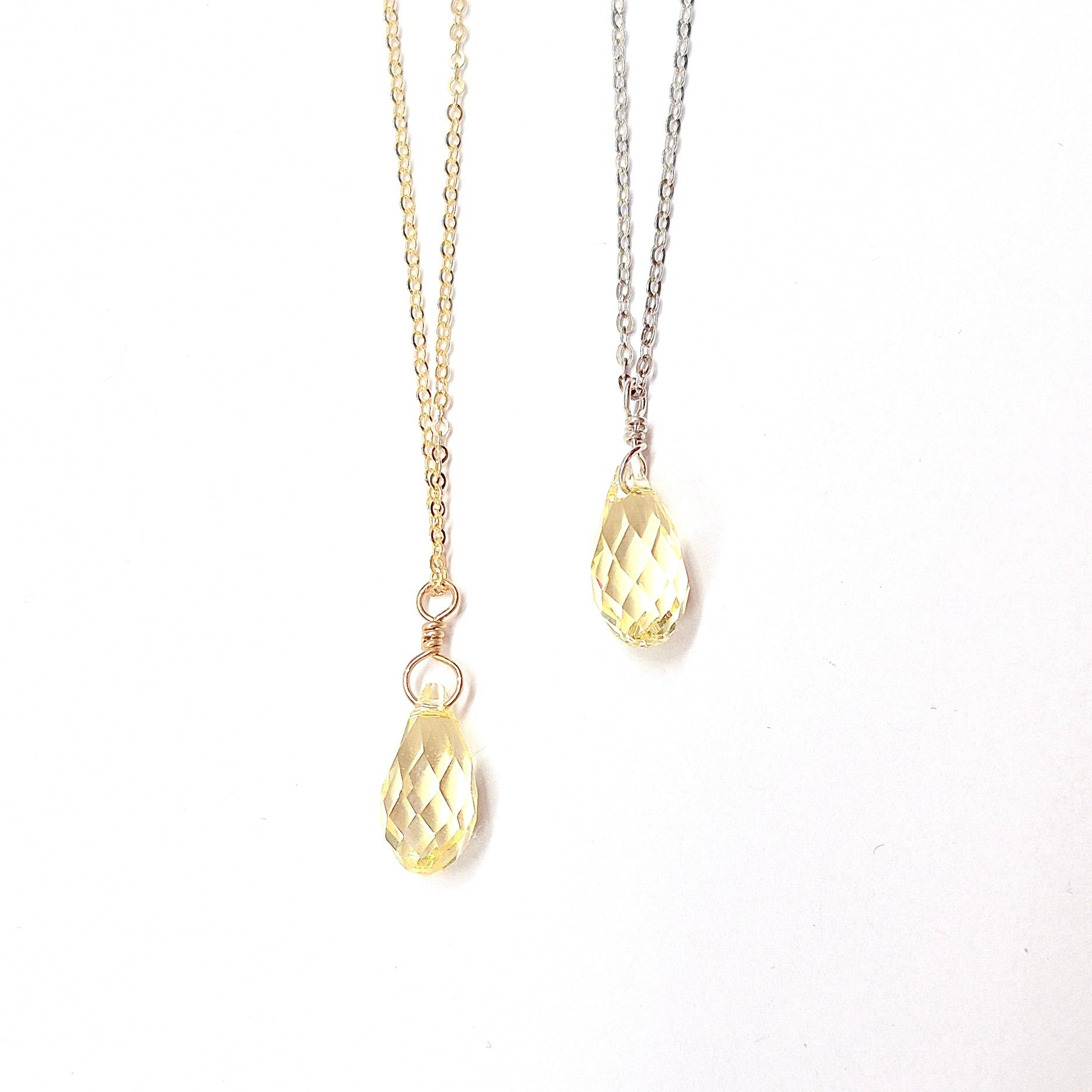 Swarovski Crystal Droplet Necklace: Many Colors Available