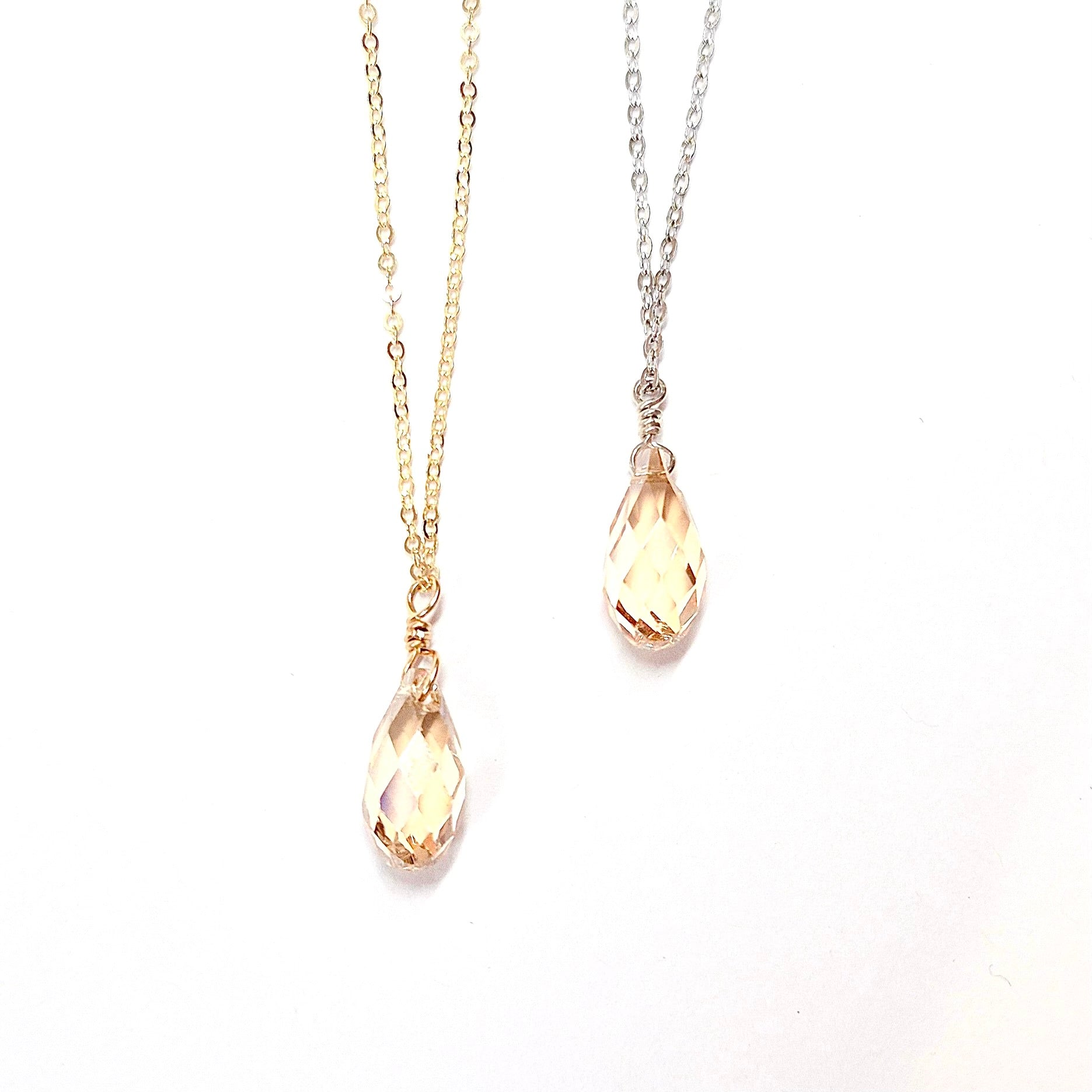 Swarovski Crystal Droplet Necklace: Many Colors Available