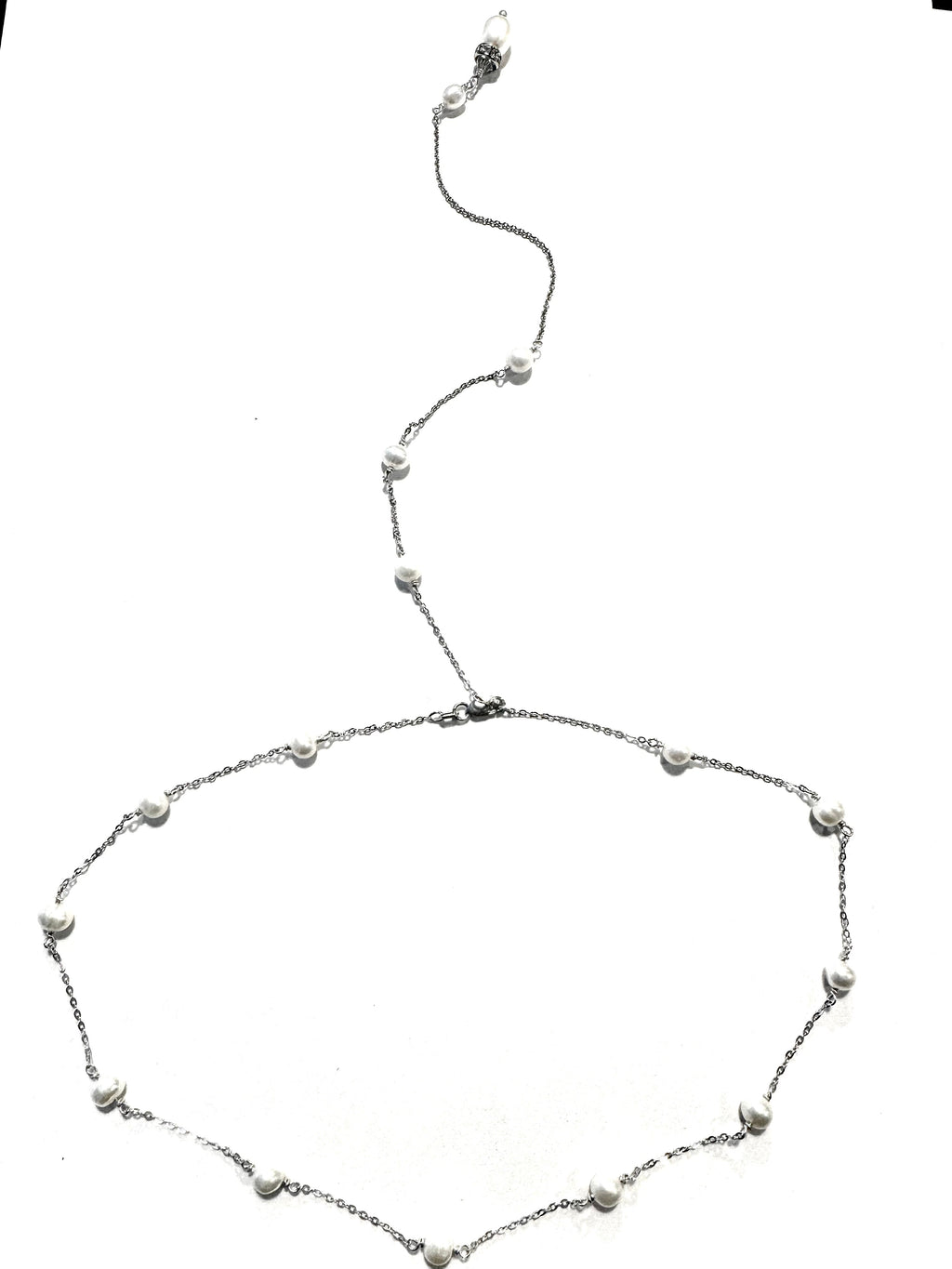 The Jillian Pearl Spacer Necklace with Optional Back Drop