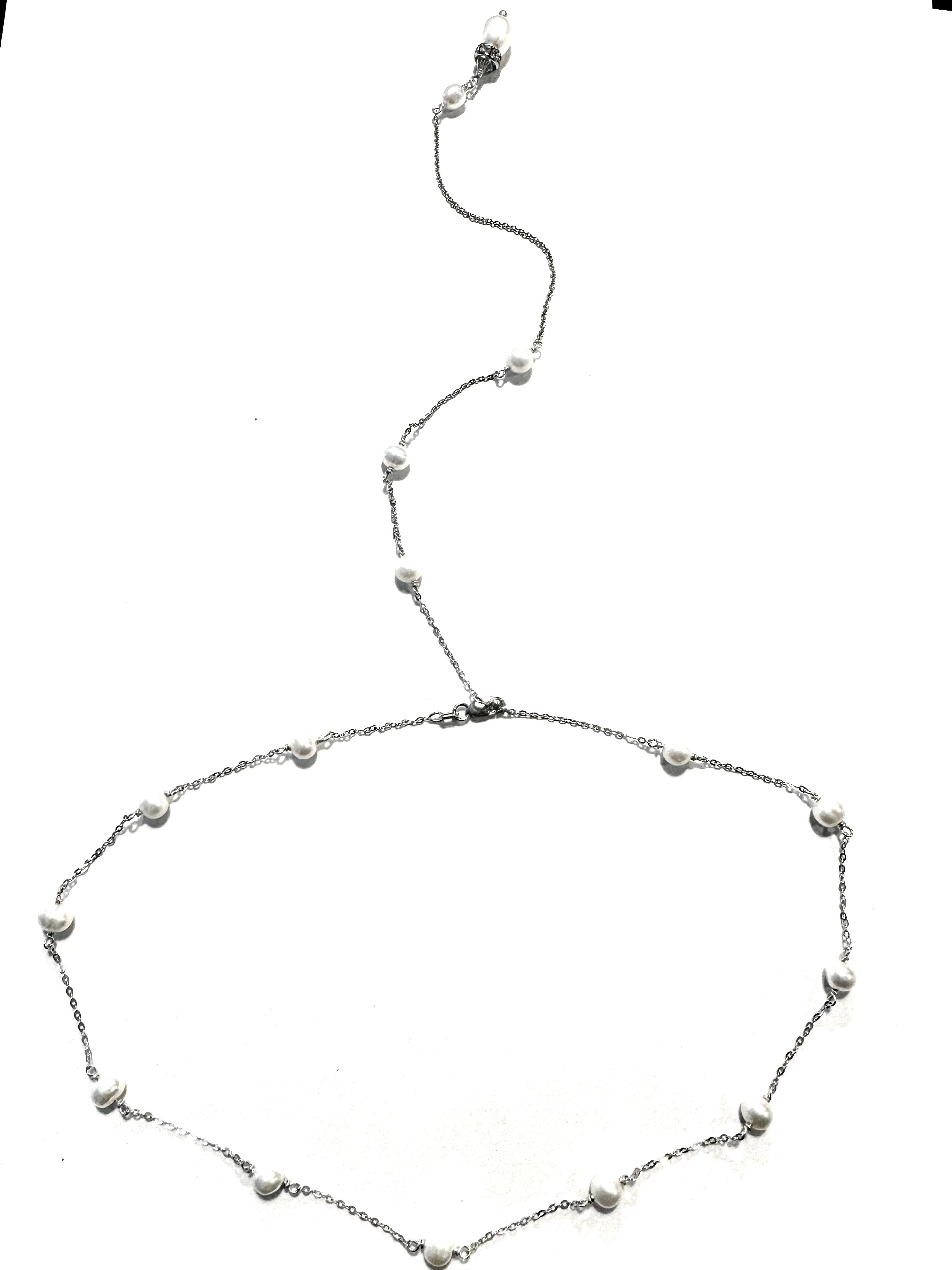 The Jillian Pearl Spacer Necklace with Optional Back Drop