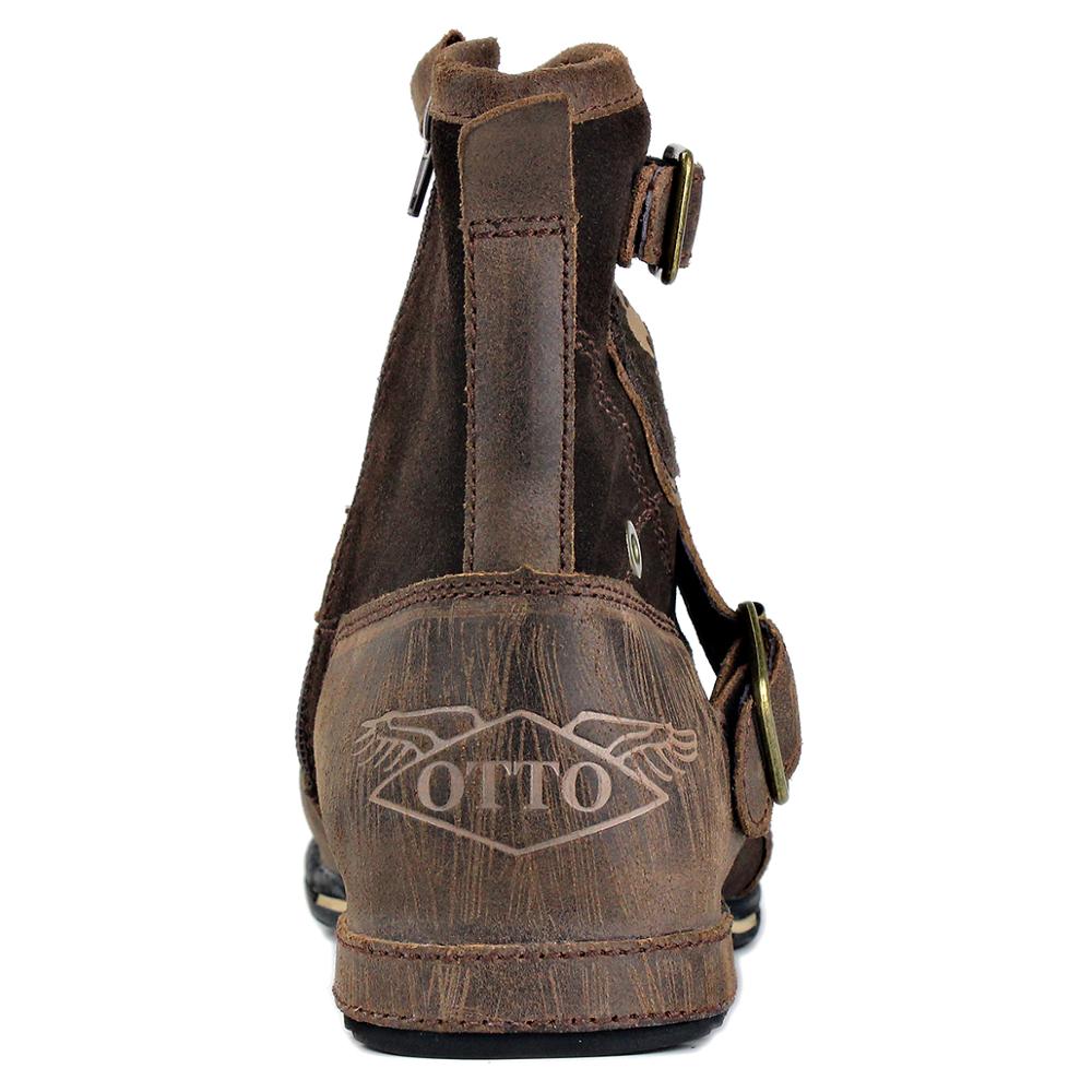 OSSTONE Moto Boots for Men Vintage Zipper-up Retro Leather Chukka Boots Distressed Rock n roll Bike Shoes Punk Boots OS-5008-1-D1