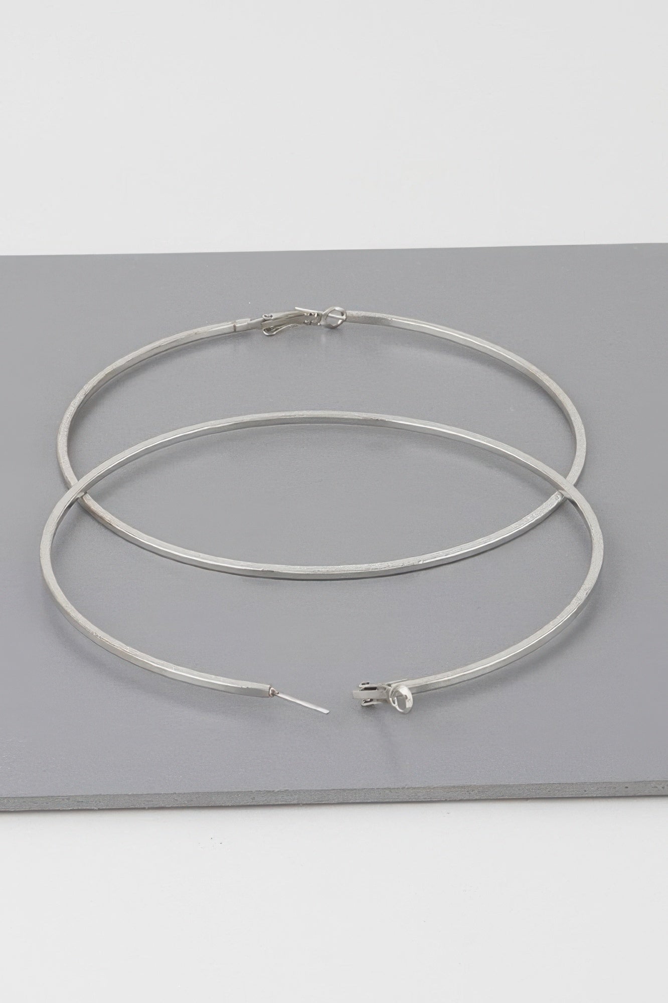 Wide Indented Concrete Hoop Earrings