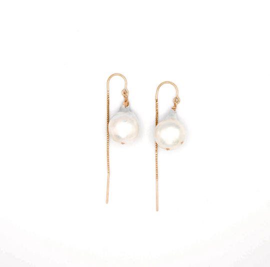 The Hope Baroque Pearl threader earrings