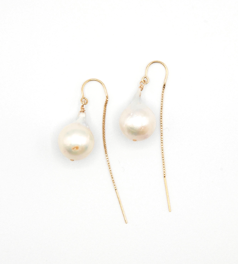 The Hope Baroque Pearl threader earrings