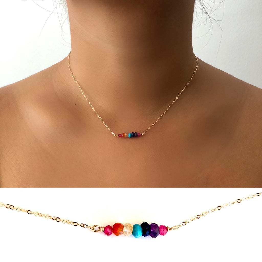 Chakra Stones Rainbow Choker Necklace