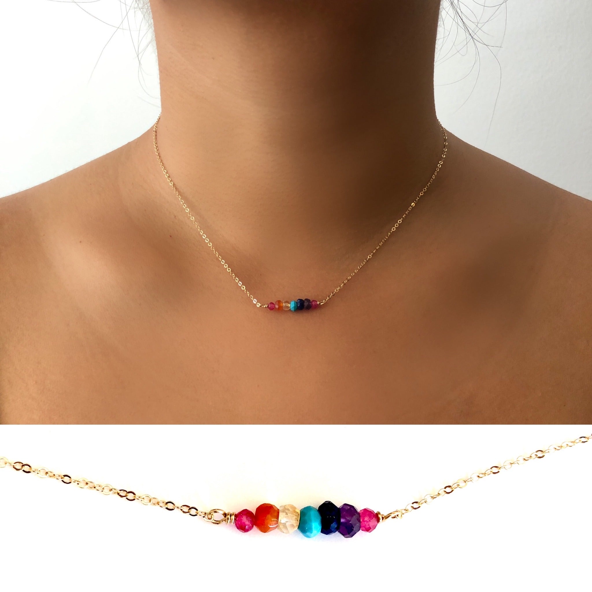 Chakra Stones Rainbow Choker Necklace