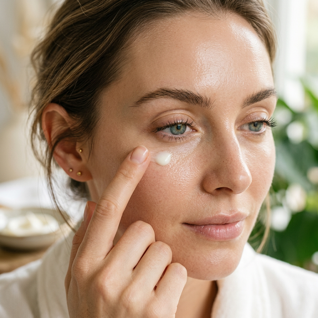 In-use — woman applying eye cream under eye