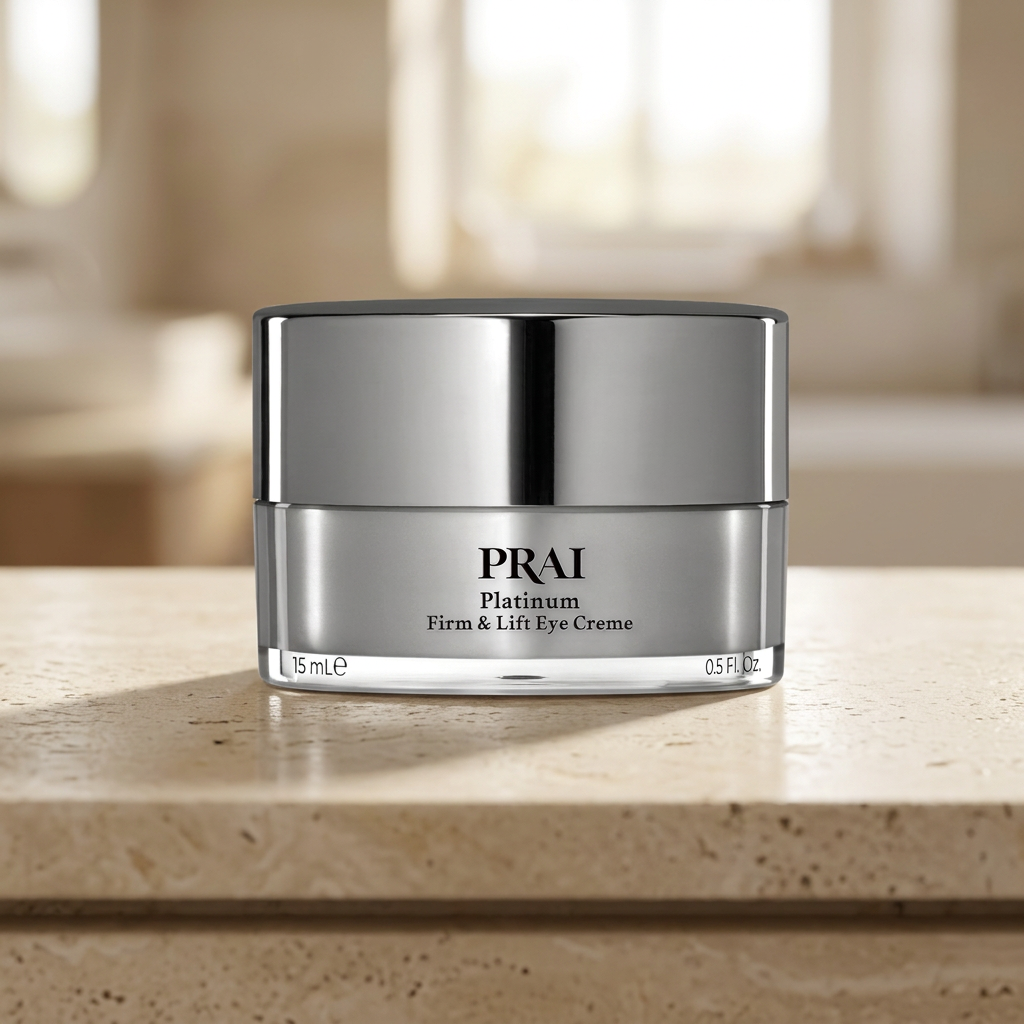 PRAI eye cream packaging scene based on the original product photo
